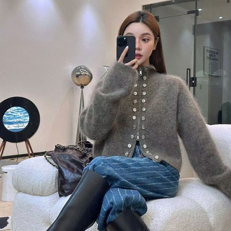 Crop Cardigan Vintage - Fall Women Old Money Cuddly Cardigan