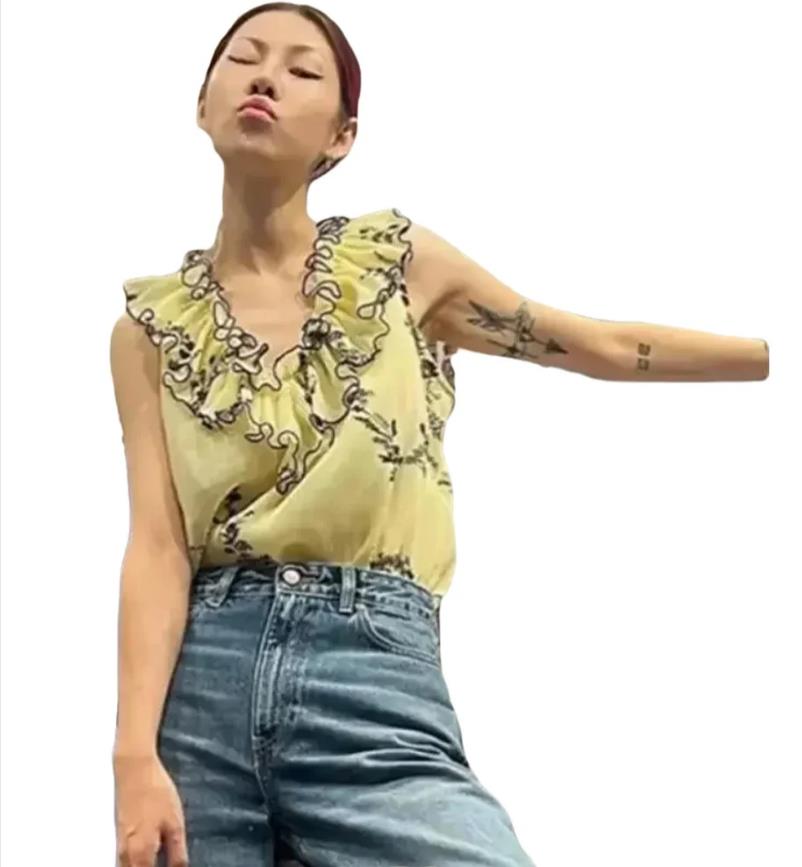 Printed Floral Shirt - Summer Fresh Floral V-neck Vest for