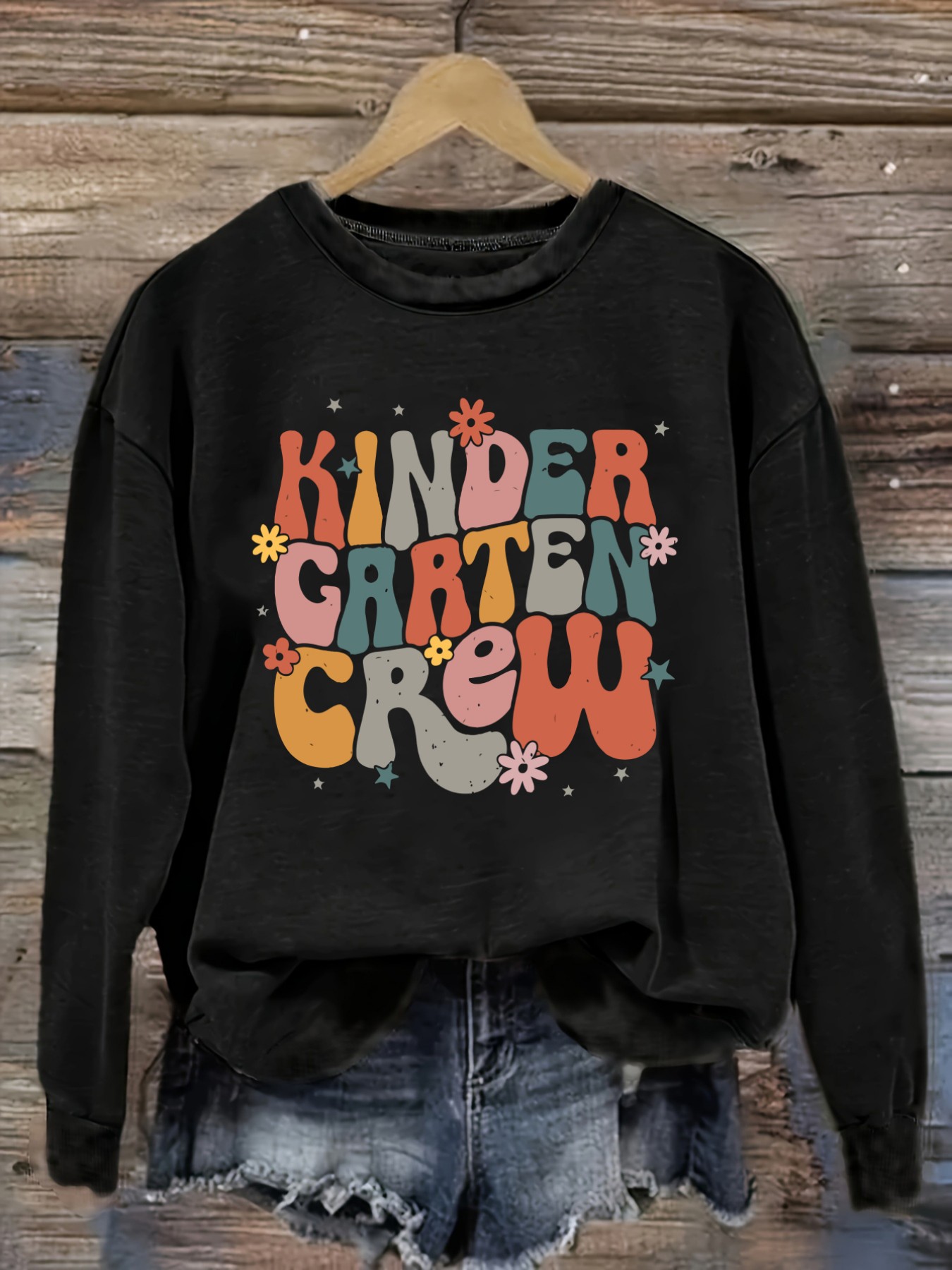 Printed Floral Shirt - Women's Casual Long Sleeve Crew Neck