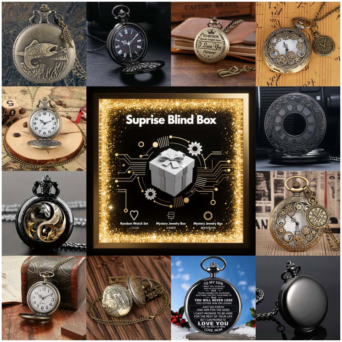 1PC Surprise Mystery Watch Bli - Vintage Fashion Mens 评论和价格