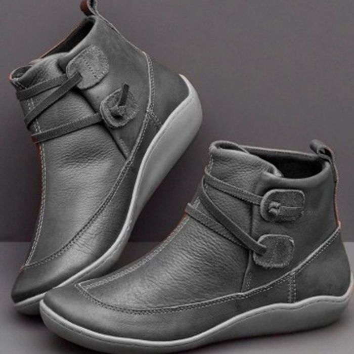 Women Vintage Round Toe PU Lea - Vintage Fashion Mens 评论和价格