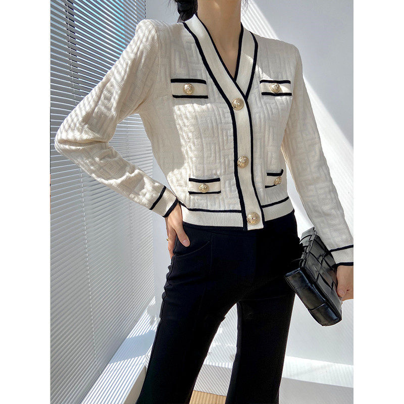 Spring Autumn New V-neck Long  - Crop Cardigan Vintage 评论和价格
