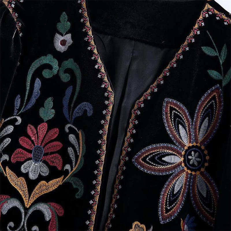 Women Vintage Floral Embroider - Crop Cardigan Vintage 评论和价格