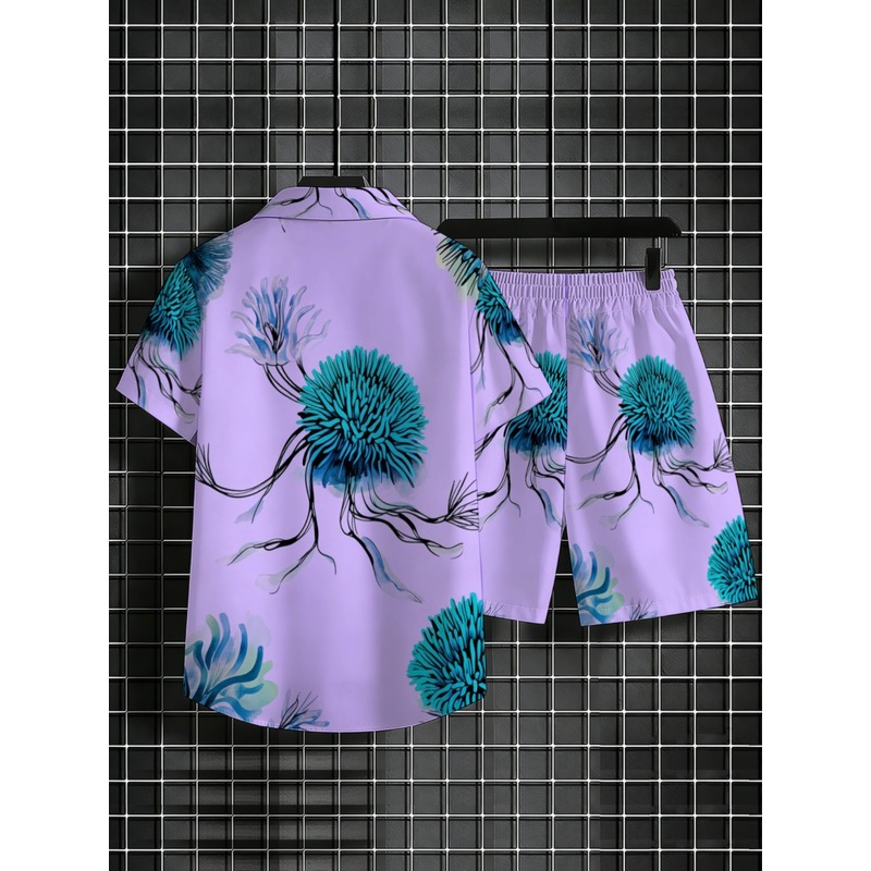 Men's Hawaiian Shirt Shorts Se - Printed Floral Shirt 评论和价格