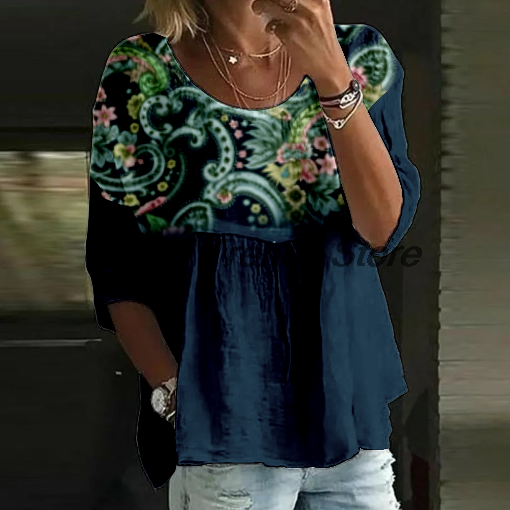 Women's Casual Floral Print 3/ - Printed Floral Shirt 评论和价格