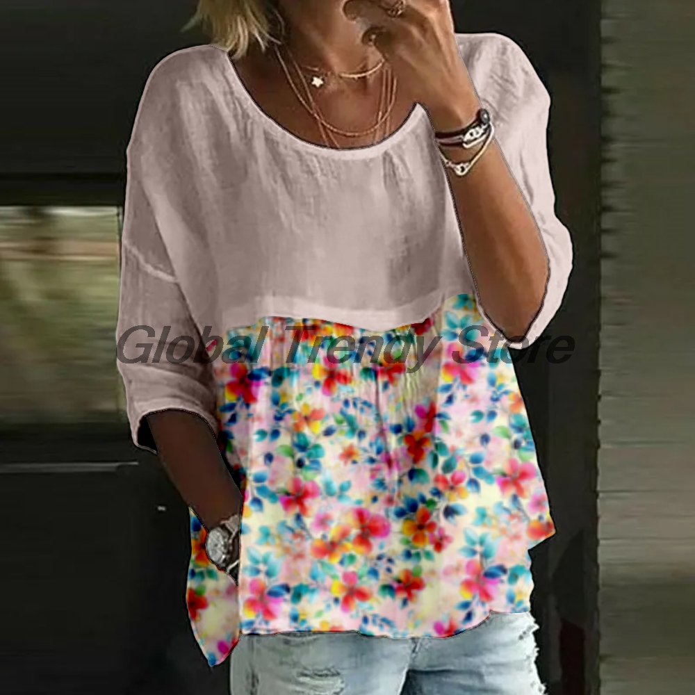 Women's Casual Floral Print 3/ - Printed Floral Shirt 评论和价格