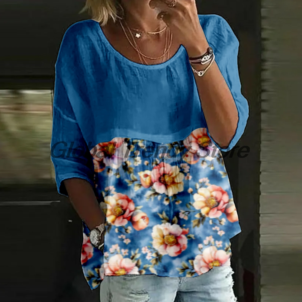 Women's Casual Floral Print 3/ - Printed Floral Shirt 评论和价格