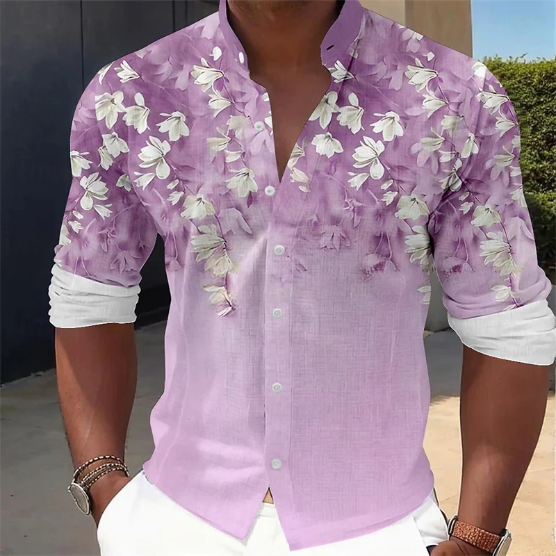 Men's Floral Print Long-Sleeve - Printed Floral Shirt 评论和价格