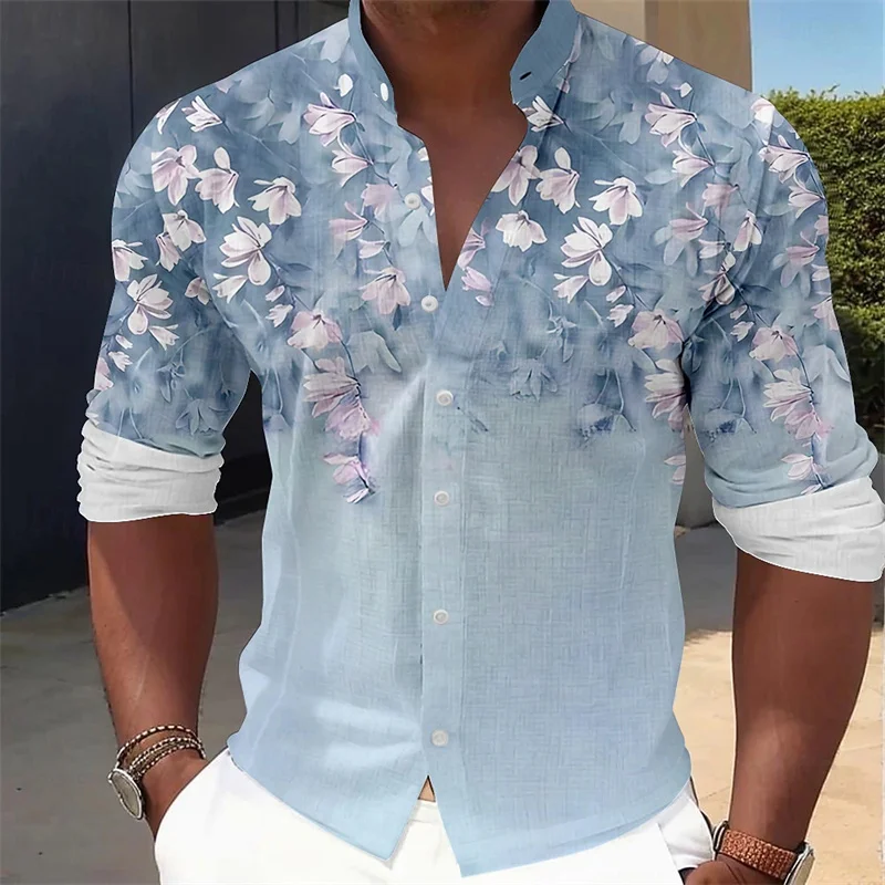 Men's Floral Print Long-Sleeve - Printed Floral Shirt 评论和价格