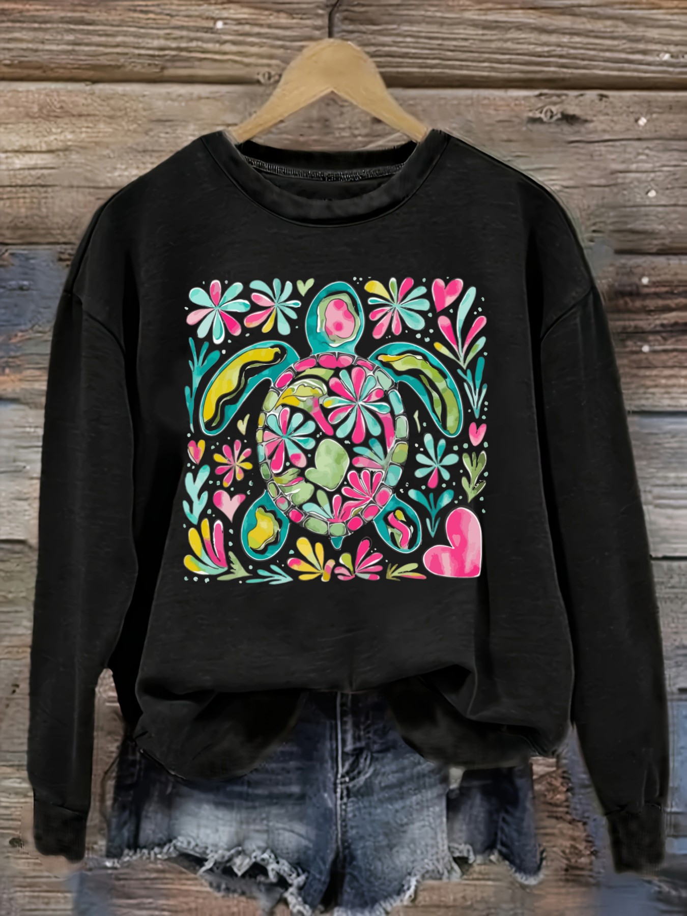 Women's Casual Long Sleeve Cre - Printed Floral Shirt 评论和价格