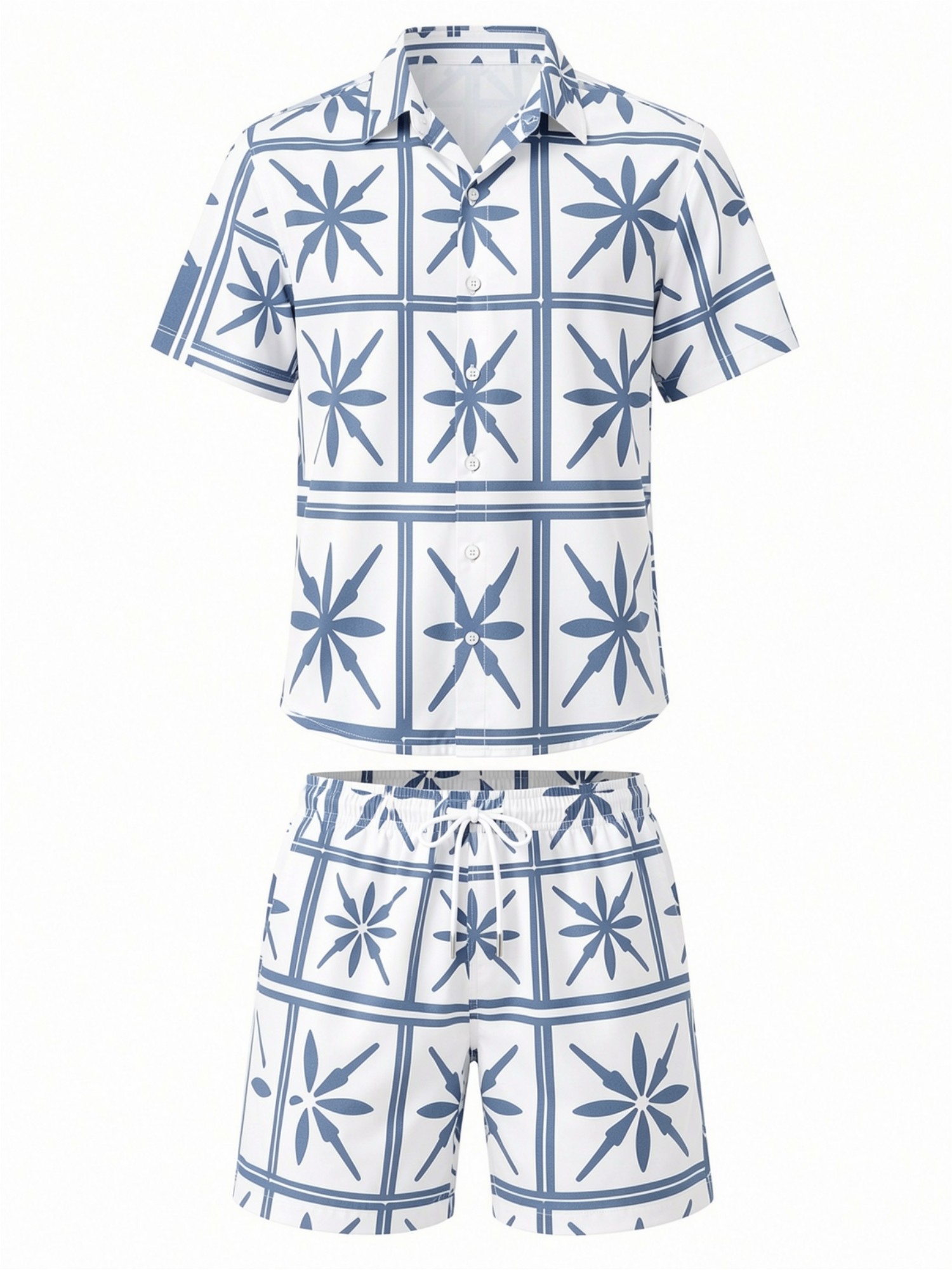 Mens Floral Short Sleeve Shirt - Printed Floral Shirt 评论和价格