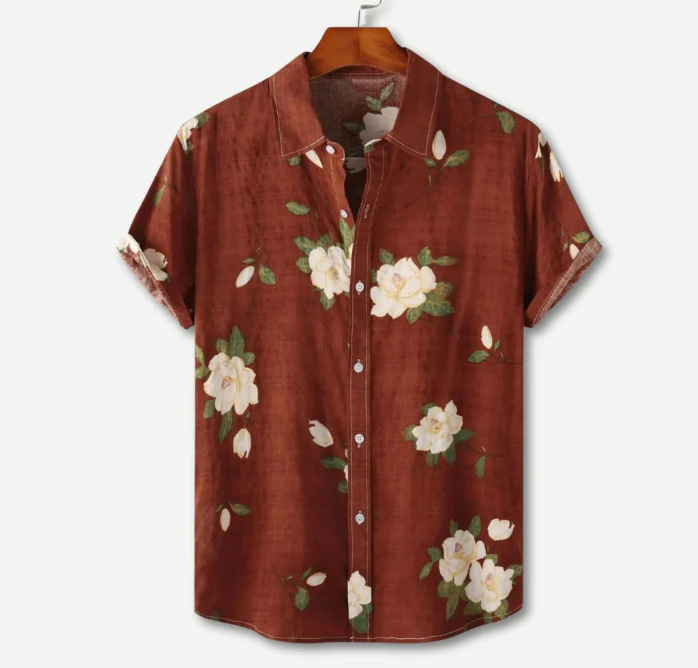 Small Niche Design Printed Shi - Printed Floral Shirt 评论和价格