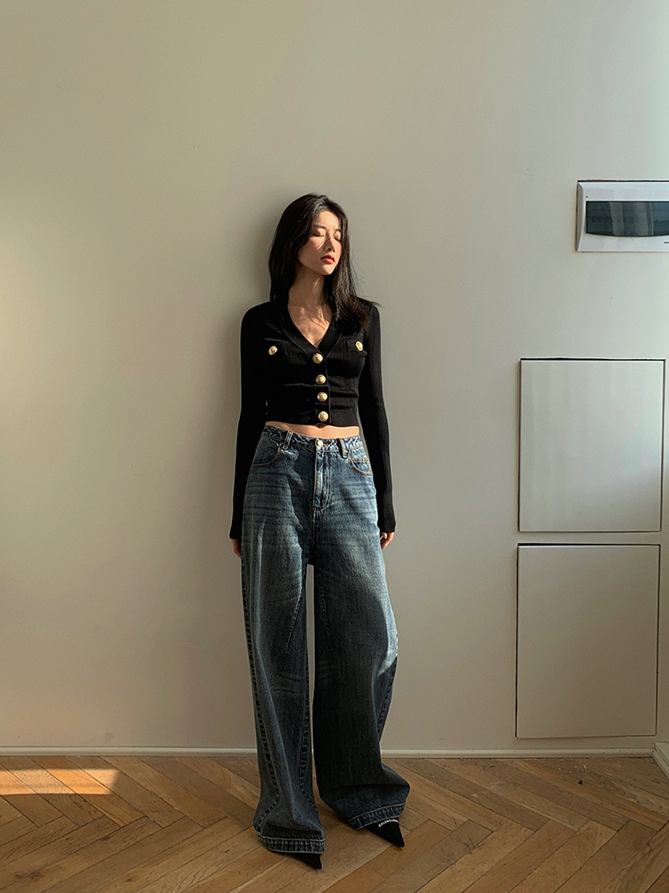 Gold Button Front Knit Cardiga - Crop Cardigan Vintage 评论和价格