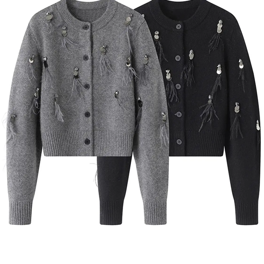 Autumn Winter Coat High-end Kn - Crop Cardigan Vintage 评论和价格