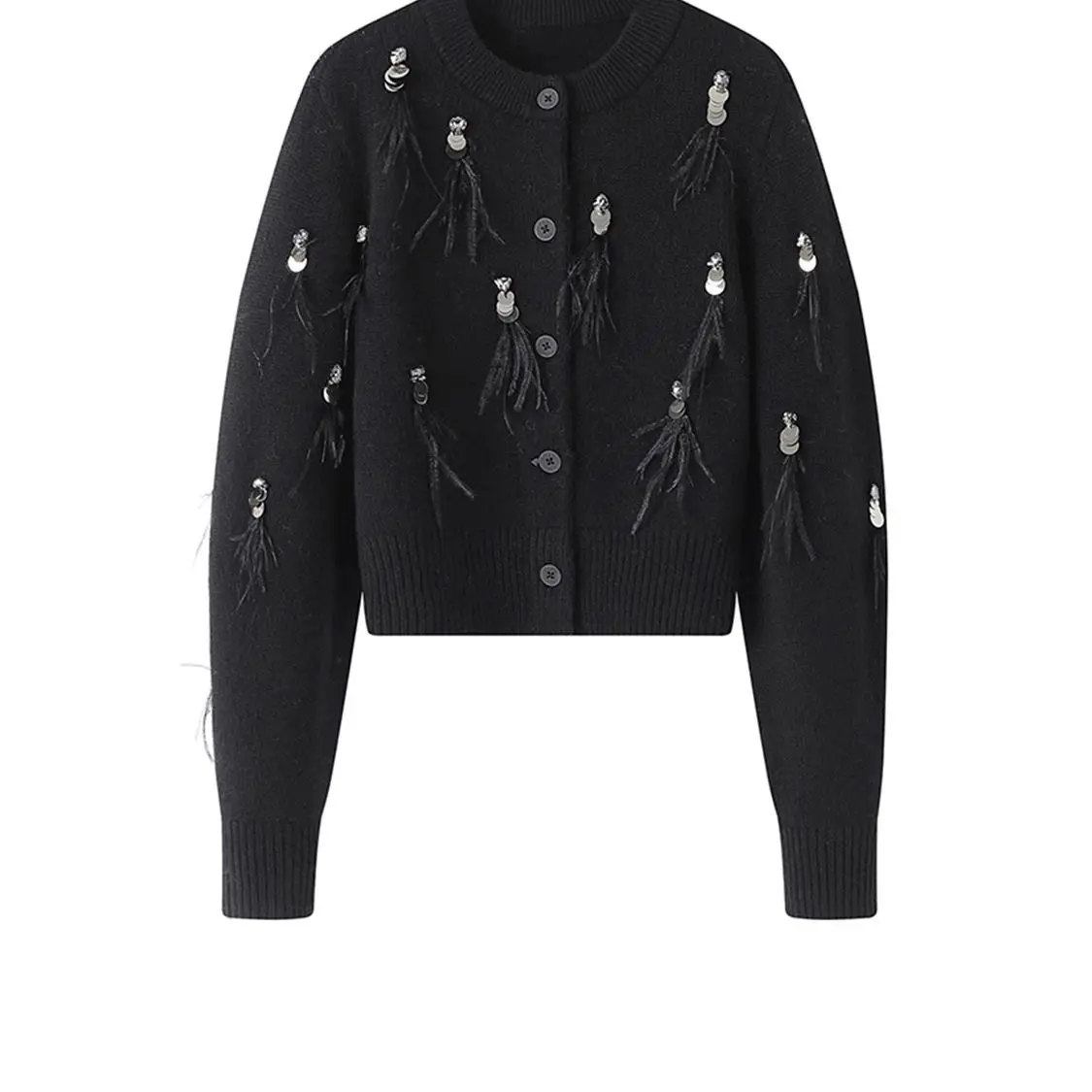 Autumn Winter Coat High-end Kn - Crop Cardigan Vintage 评论和价格