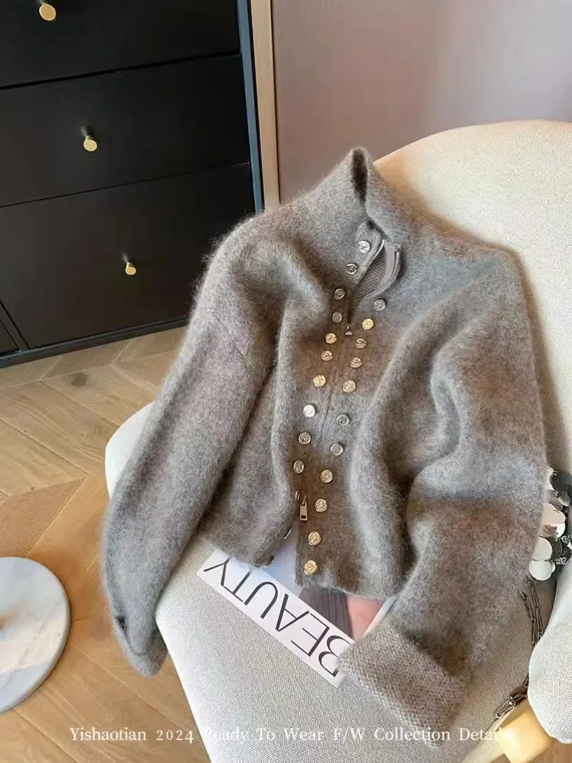 Fall Women Old Money Cuddly Ca - Crop Cardigan Vintage 评论和价格