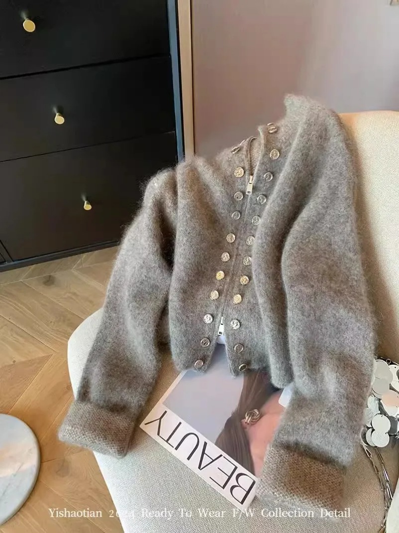 Fall Women Old Money Cuddly Ca - Crop Cardigan Vintage 评论和价格