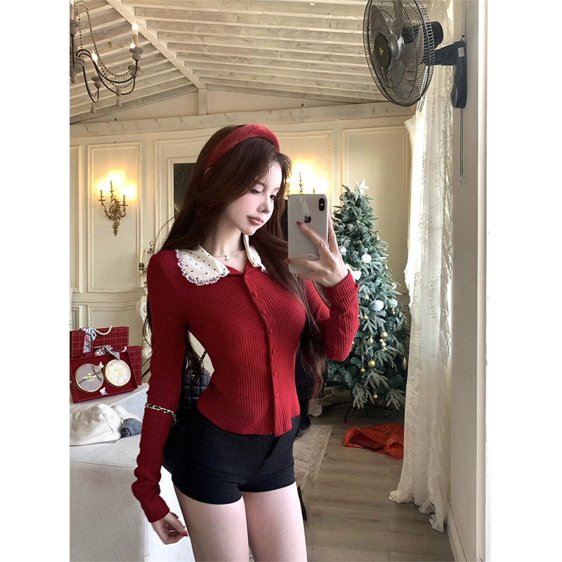 MEXZT Vintage Red Knitted Card - Crop Cardigan Vintage 评论和价格