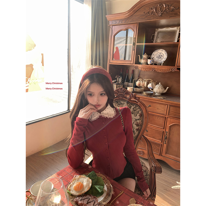 MEXZT Vintage Red Knitted Card - Crop Cardigan Vintage 评论和价格