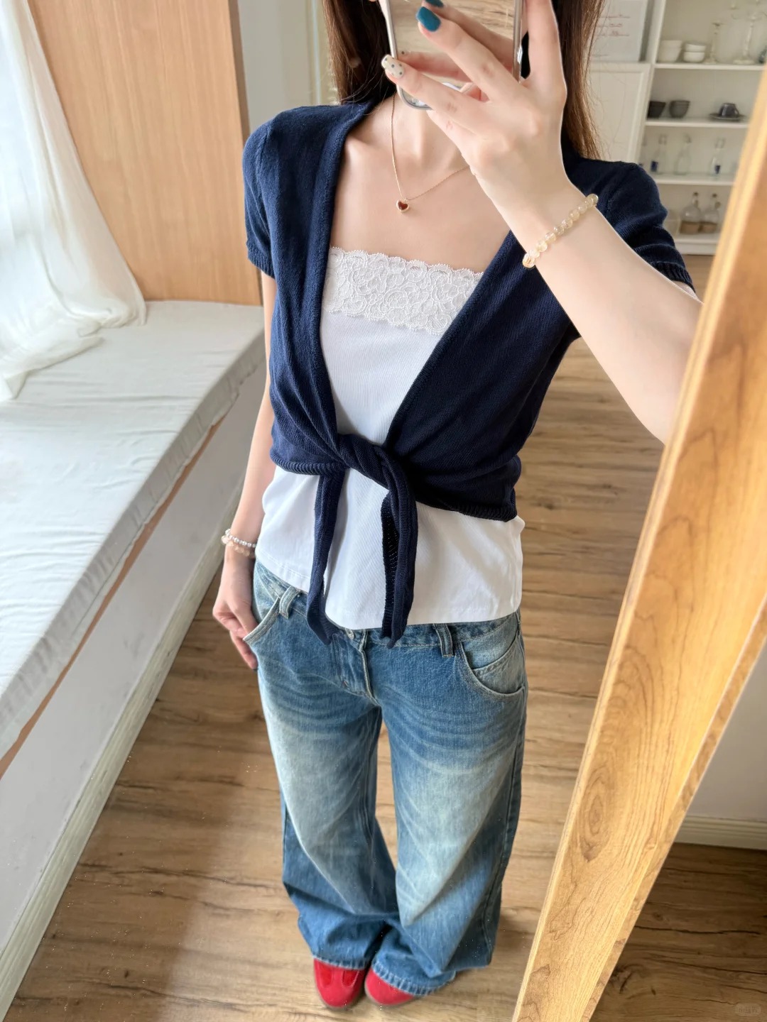 Navy Lace-up Cardigan Women Co - Crop Cardigan Vintage 评论和价格
