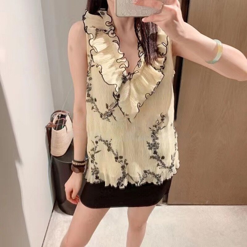 Summer Fresh Floral V-neck Ves - Printed Floral Shirt 评论和价格