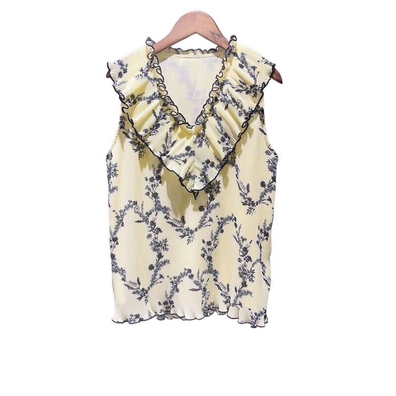 Summer Fresh Floral V-neck Ves - Printed Floral Shirt 评论和价格
