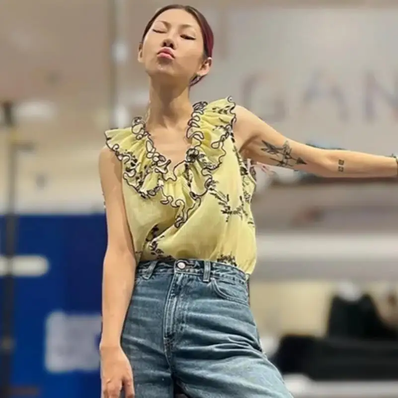 Summer Fresh Floral V-neck Ves - Printed Floral Shirt 评论和价格