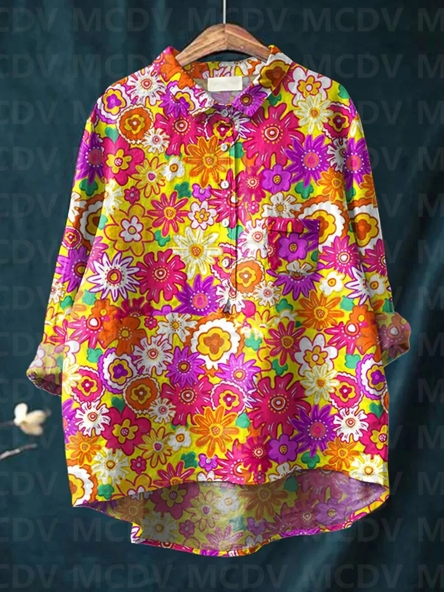 Women's Vintage Ethnic Floral  - Printed Floral Shirt 评论和价格