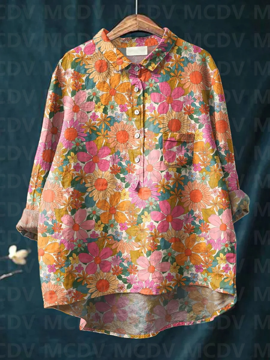 Women's Vintage Ethnic Floral  - Printed Floral Shirt 评论和价格