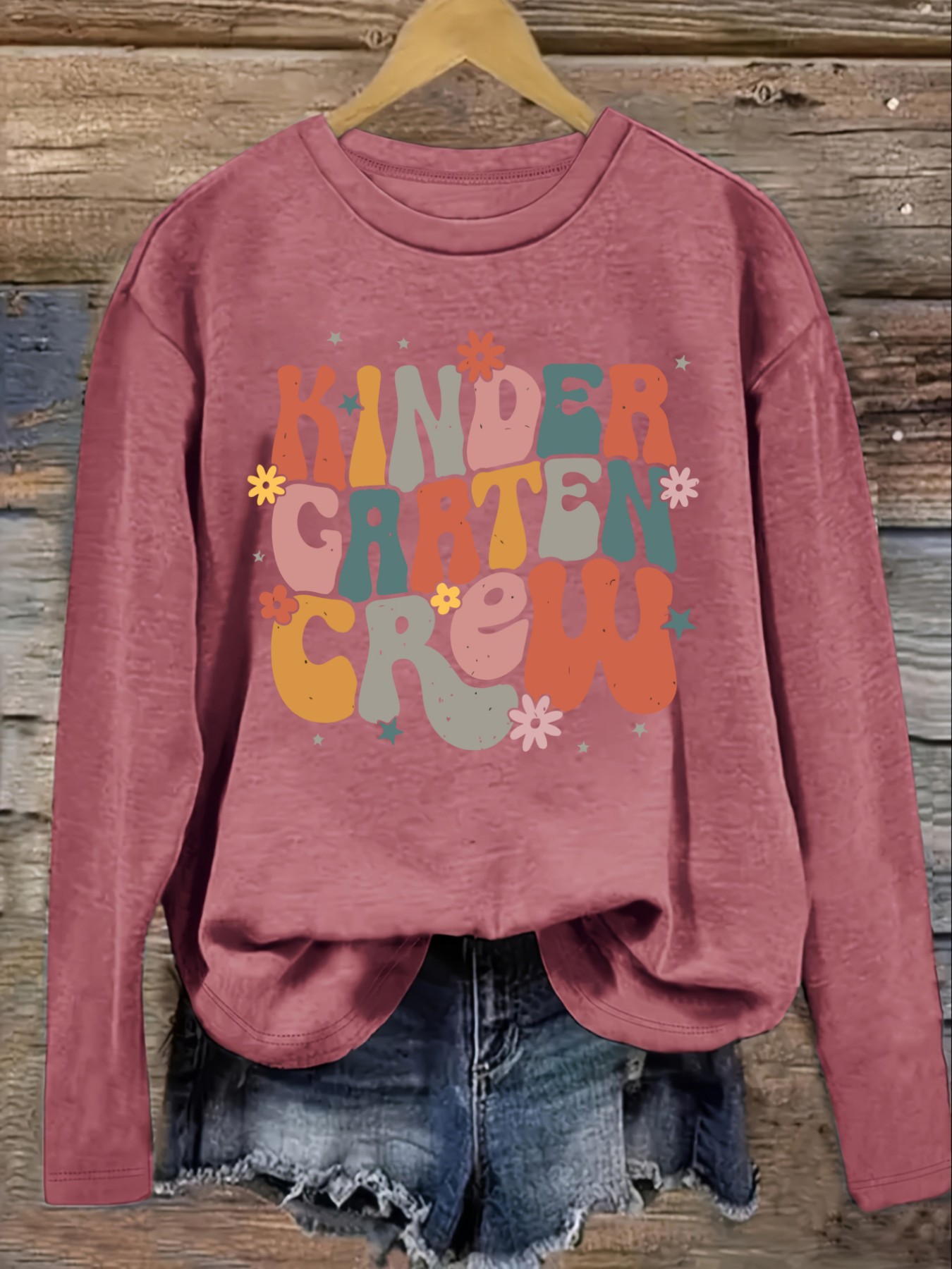 Women's Casual Long Sleeve Cre - Printed Floral Shirt 评论和价格